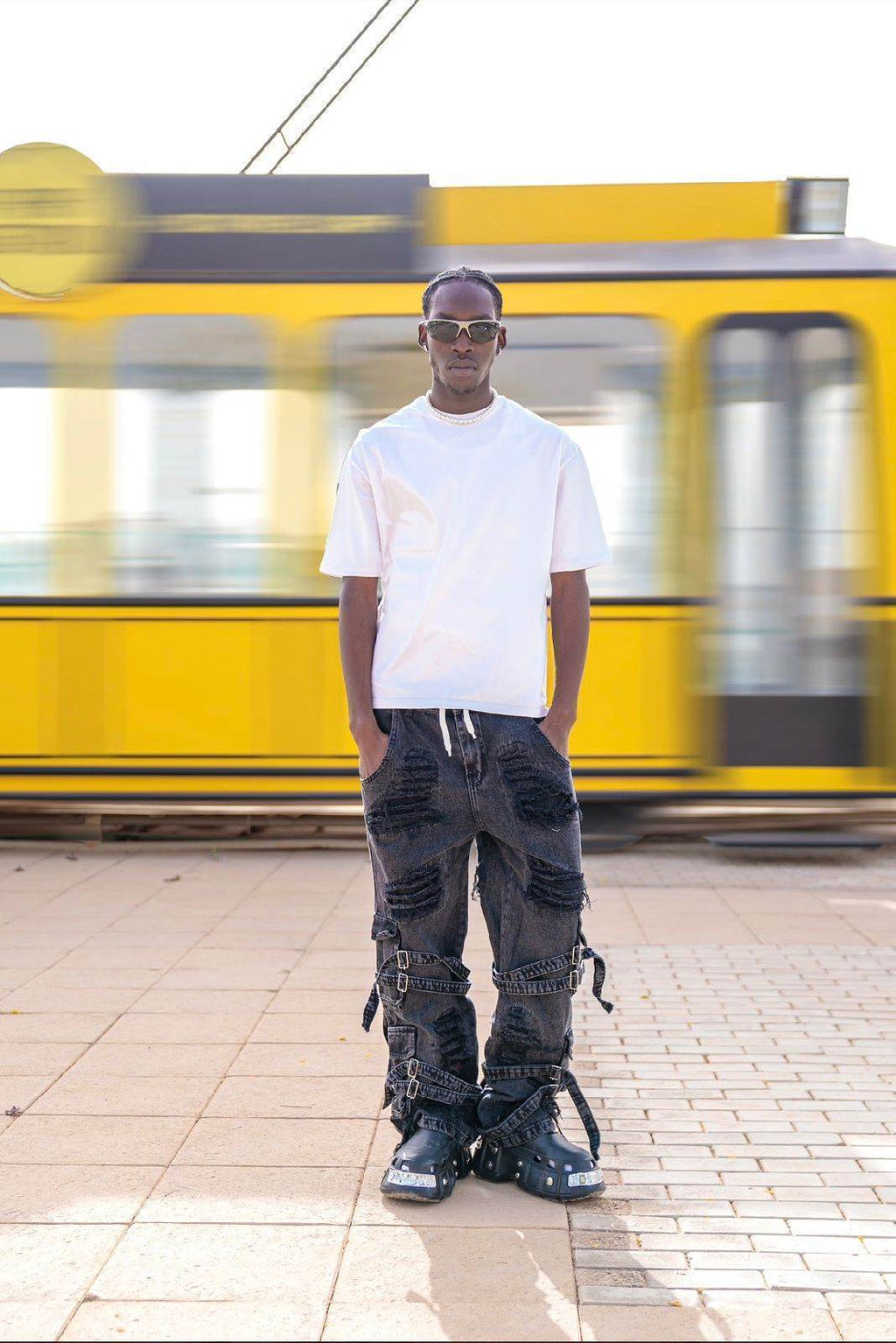 Belts And Rips Black Jeans - votch